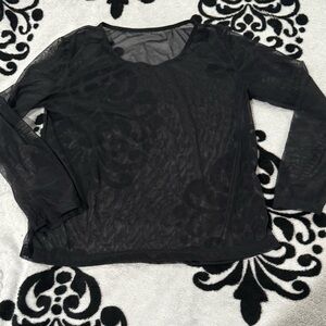 Chic Black Full Sheer Long Sleeve Blouse Sz XL New In Package